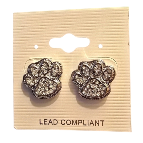 Rhinestone Stud Earrings Pick- Dolphin Star Crab Bow Paw Dragonfly Giraffe NWT - Picture 2 of 9